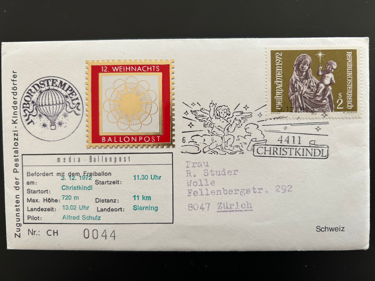 Ballonpost 0044  Europa Briefe 