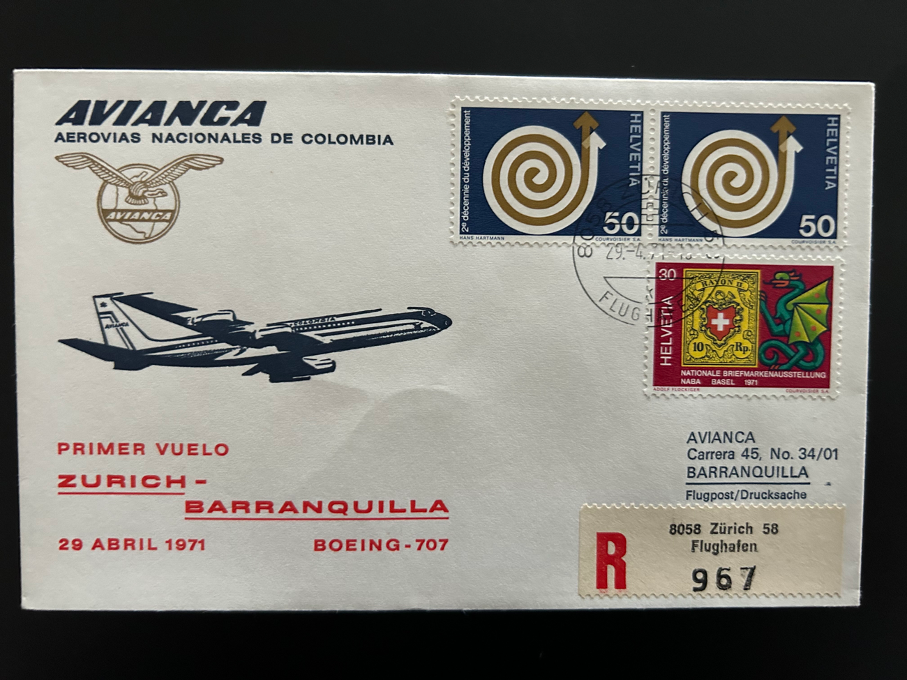 Brief AVIANCA Flugpost 1971 2  Avianca Briefe 