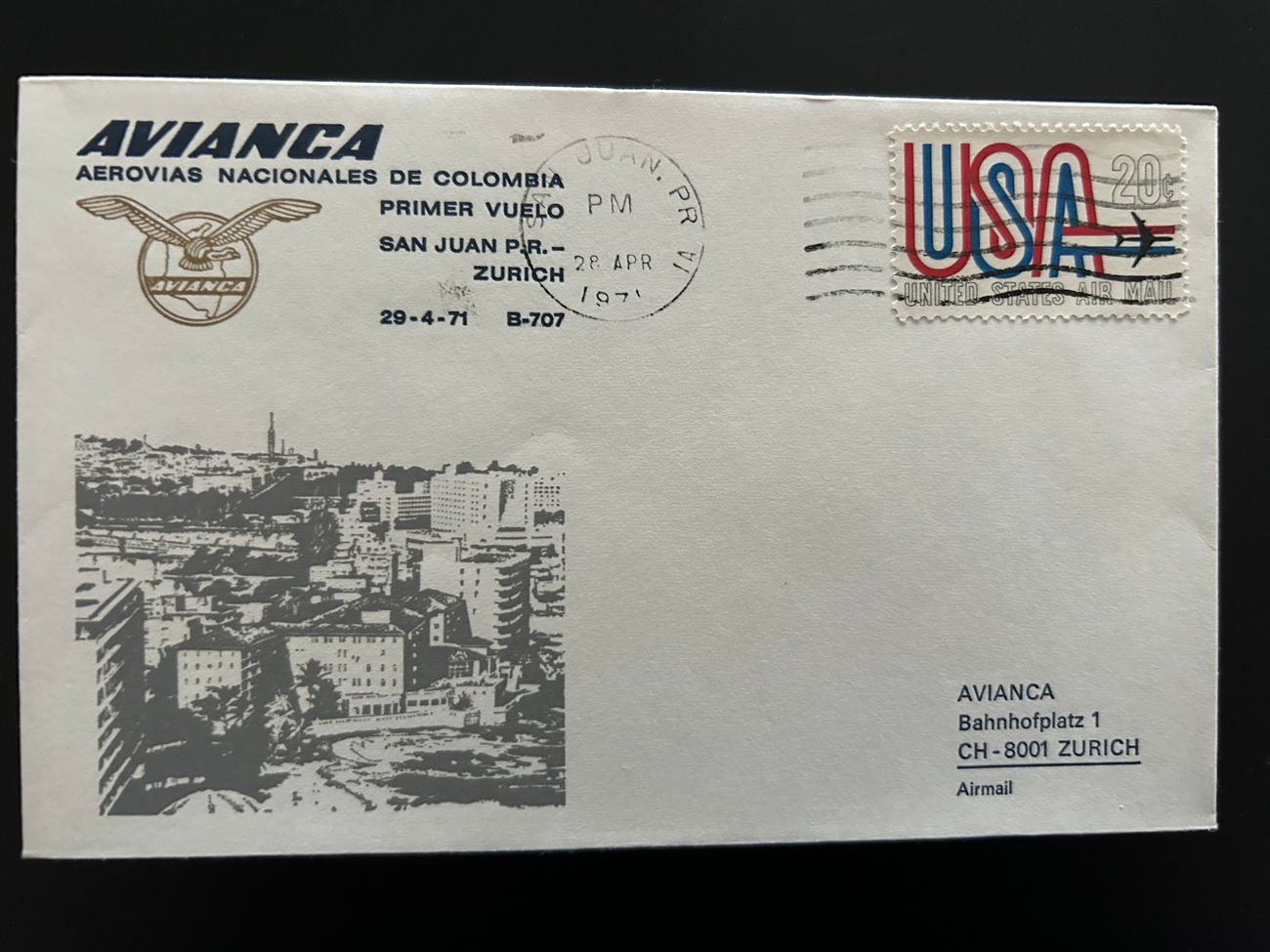 Brief AVIANCA Flugpost 1971 USA  Avianca Briefe 