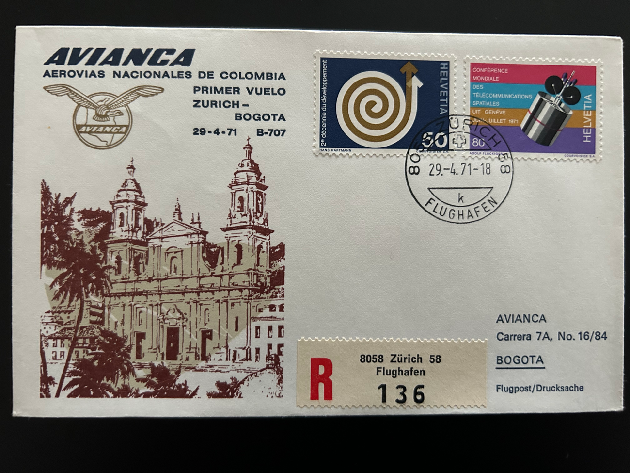 Brief AVIANCA Flugpost 1971  Avianca Briefe 