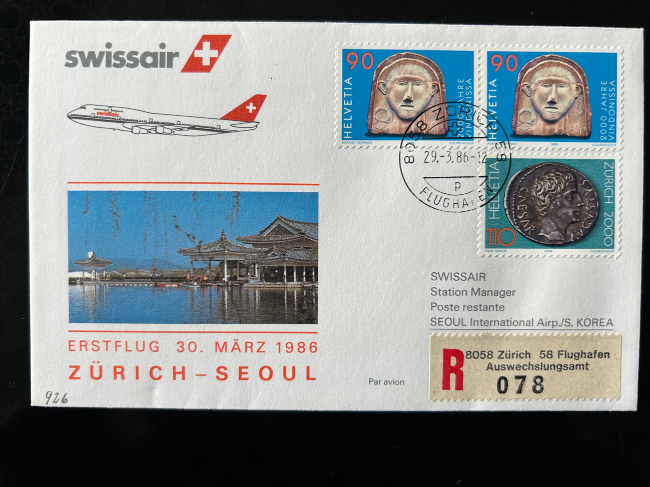 Brief Swissair 208 -  - Swissair - Briefe - Philatelisten