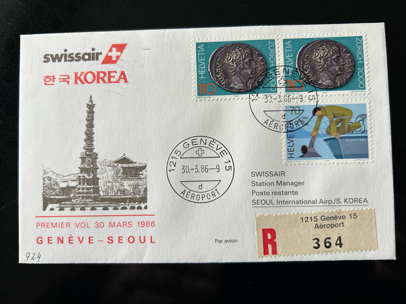 Brief Swissair 212 -  - Swissair - Briefe - Philatelisten