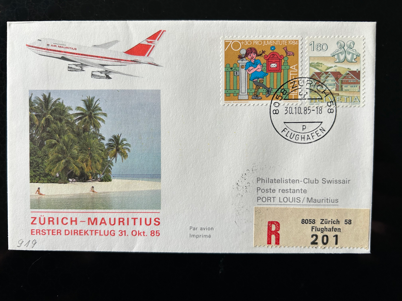 Brief Swissair 215 -  - Swissair - Briefe - Philatelisten