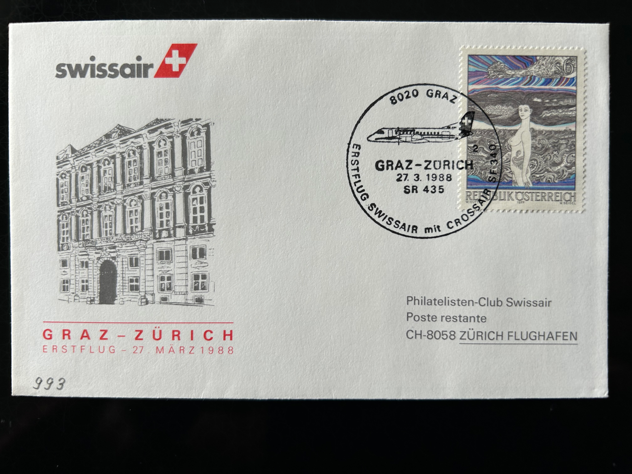 Brief Swissair 216 -  - Swissair - Briefe - Philatelisten