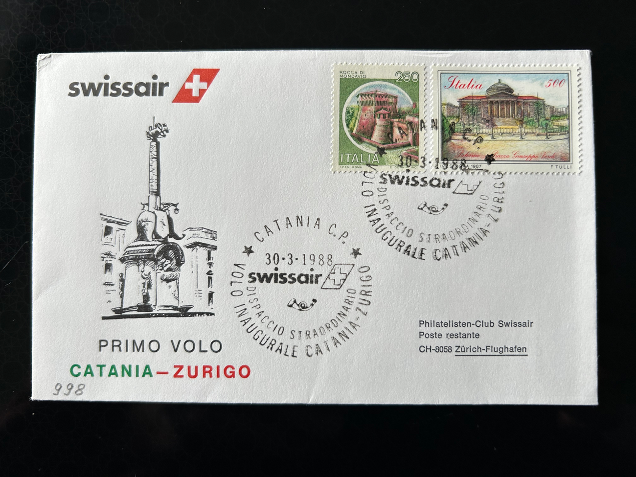 Brief Swissair 219 -  - Swissair - Briefe - Philatelisten