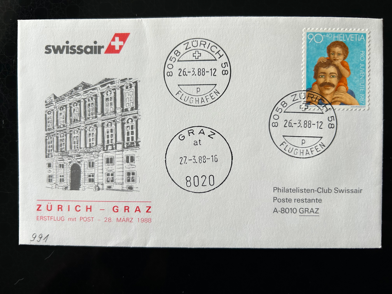 Brief Swissair 220 -  - Swissair - Briefe - Philatelisten