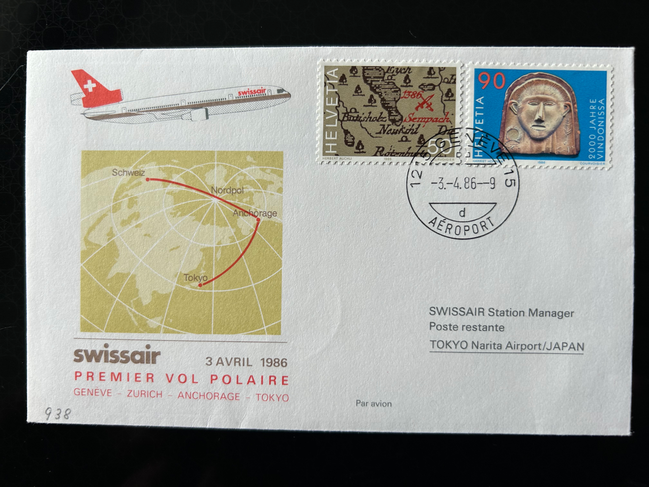 Brief Swissair 233  Swissair Briefe Philatelisten