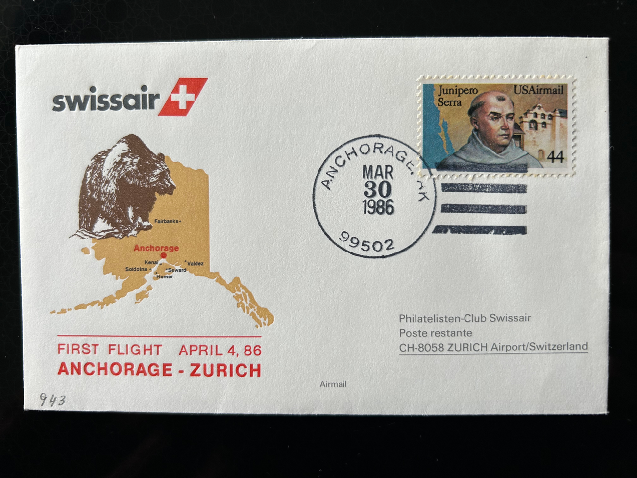 Brief Swissair 235  Swissair Briefe Philatelisten