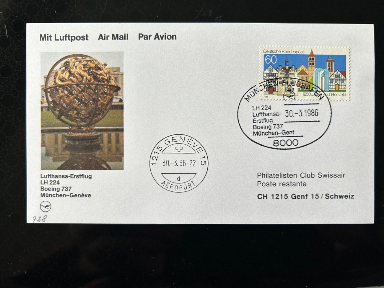 Brief Swissair 237  Swissair Briefe Philatelisten