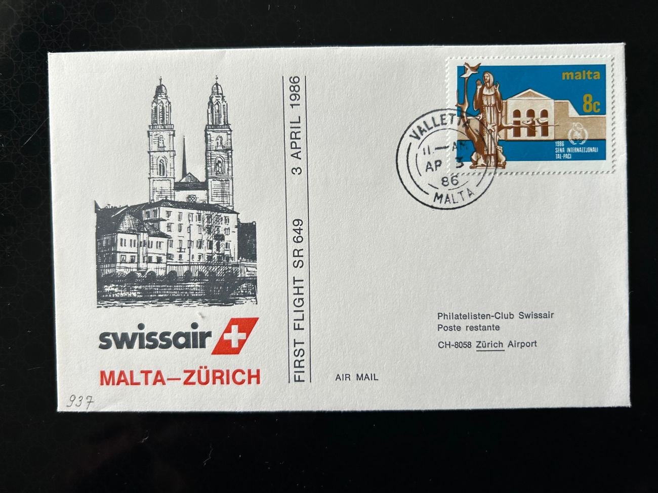 Brief Swissair 238  Swissair Briefe Philatelisten
