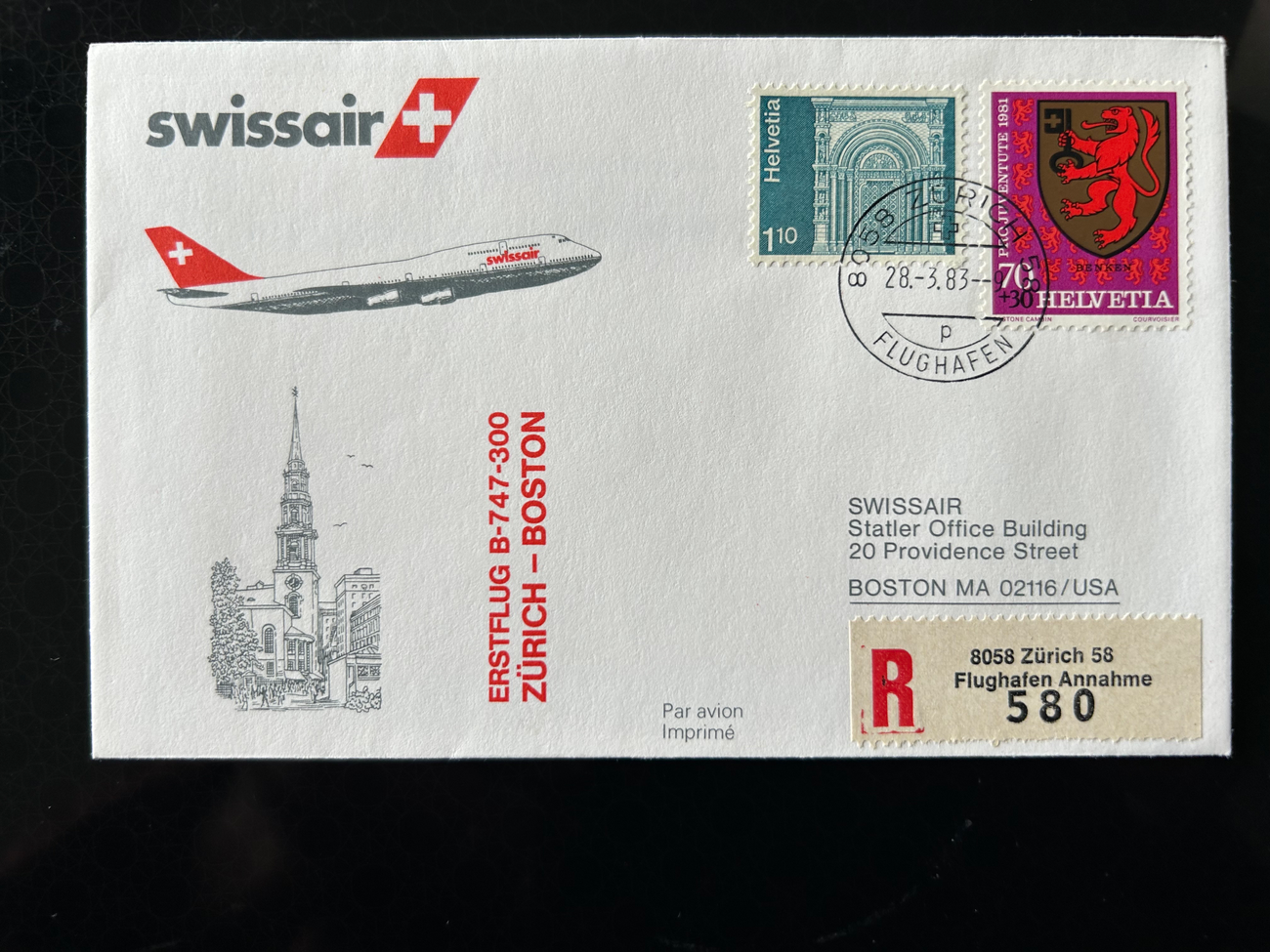 Brief Swissair S 11 -  - Swissair - Briefe - 