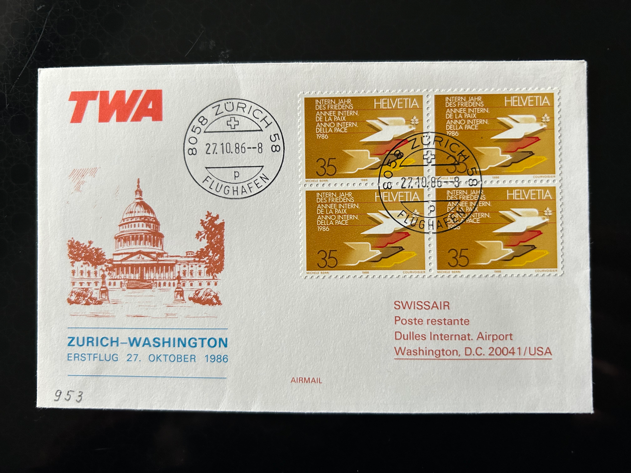 Brief Swissair S 52 -  - Swissair - Briefe - 