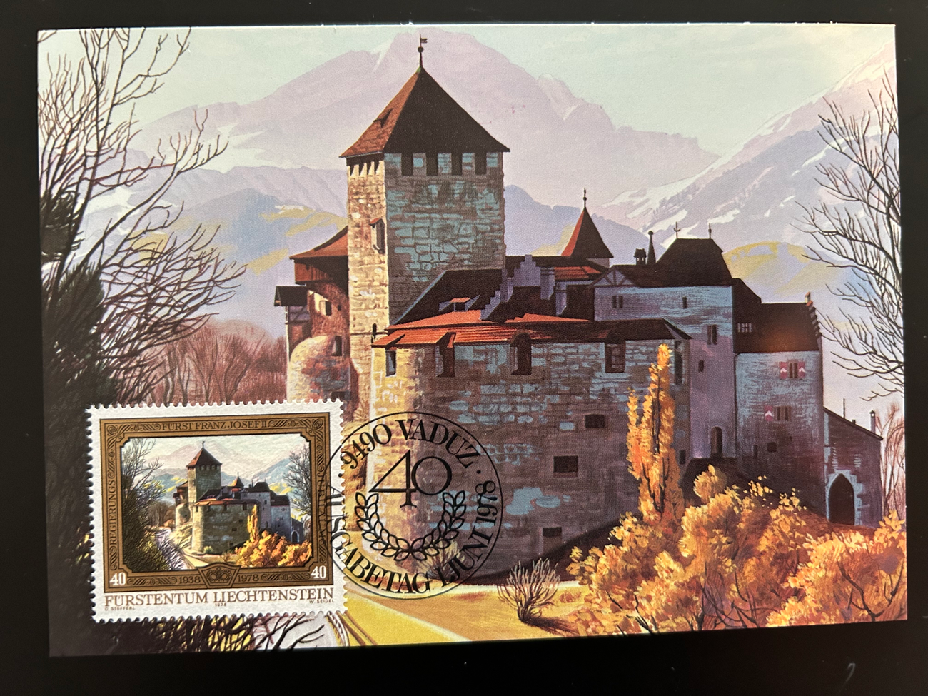 Maximum Karten 1 3 1 4  Liechtenstein Postkarte Briefmarke