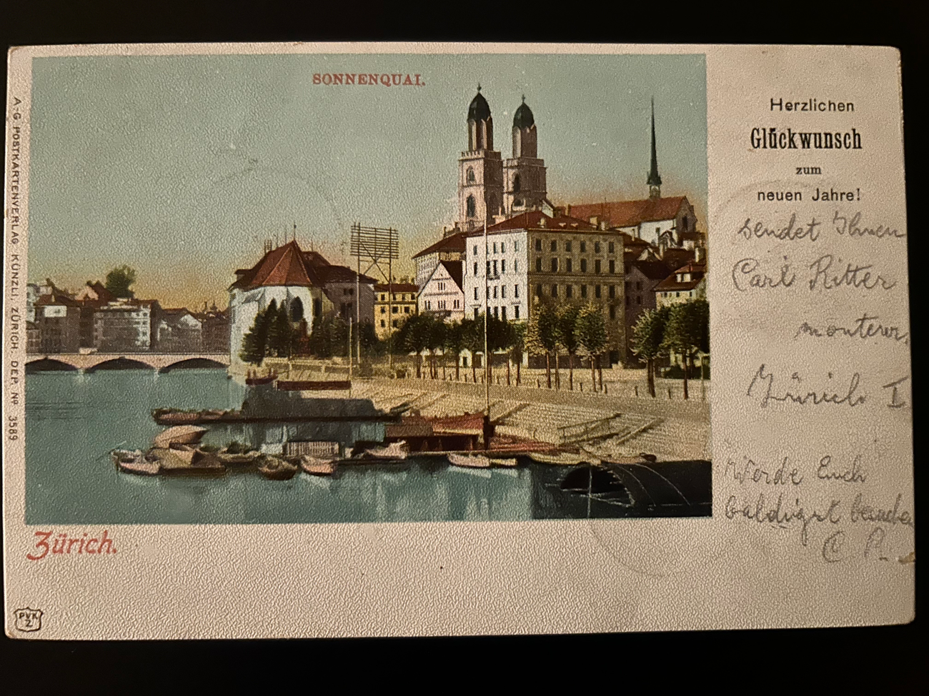 Postkarte Zürich 1901  Schweiz Postkarte Zürich