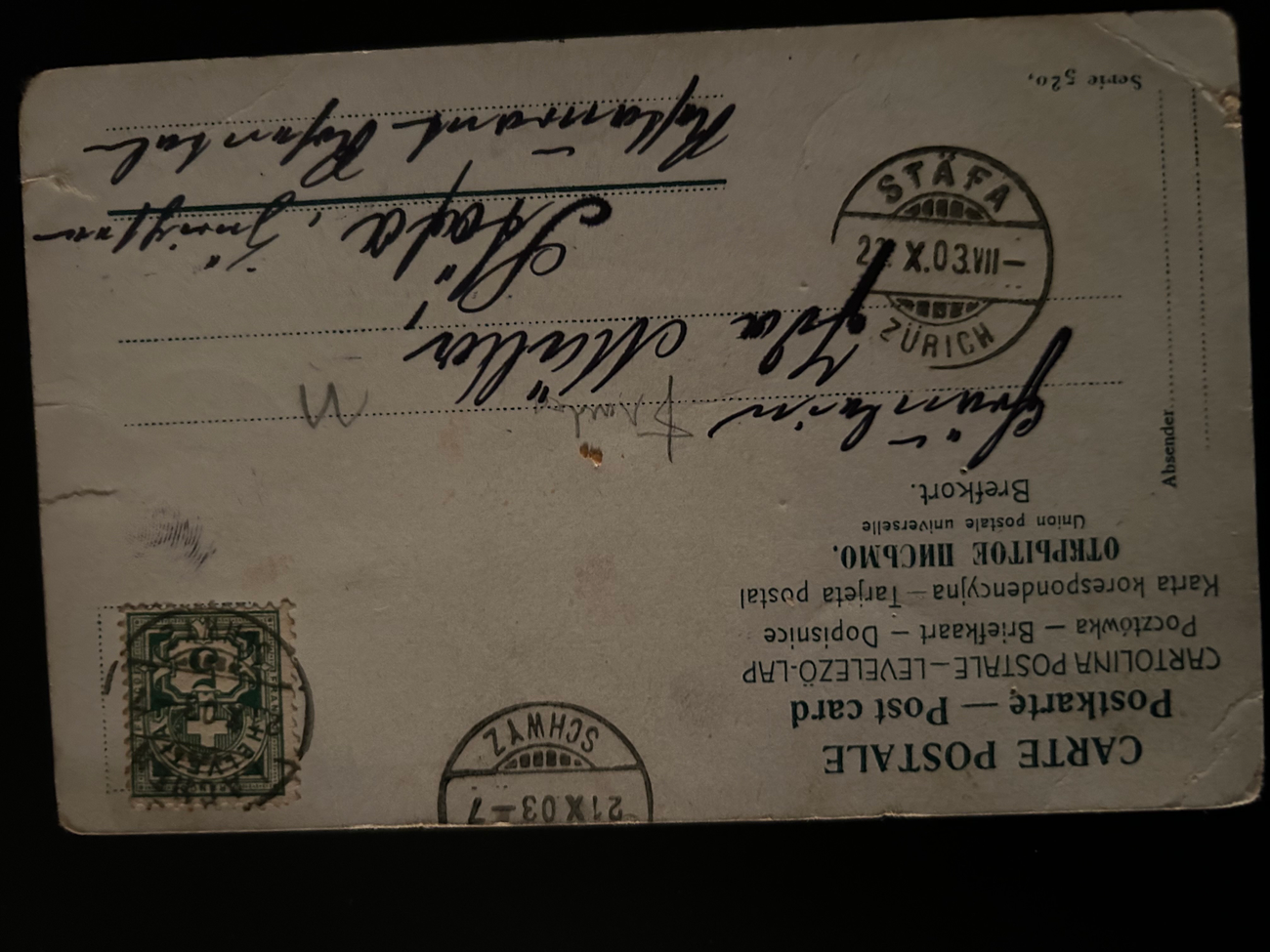 Postkarte mit Jäger 1903  Europa Postkarte 