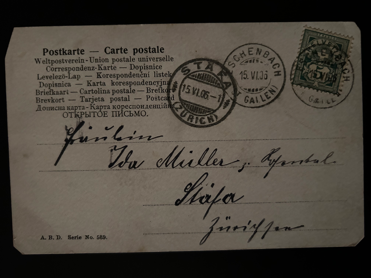 Postkarte von 1905  Europa Postkarte 