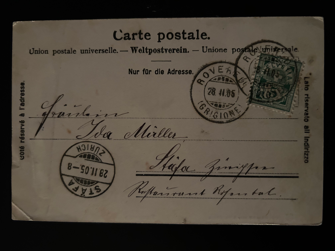 Postkarte von Roveredo 1905  Europa Postkarte 