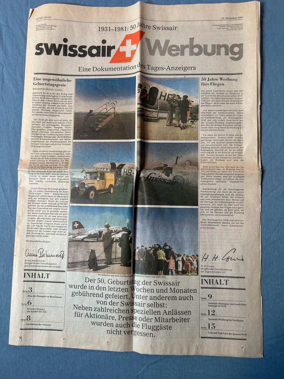 Swissair Werbung AZ  Swissair Werbung 