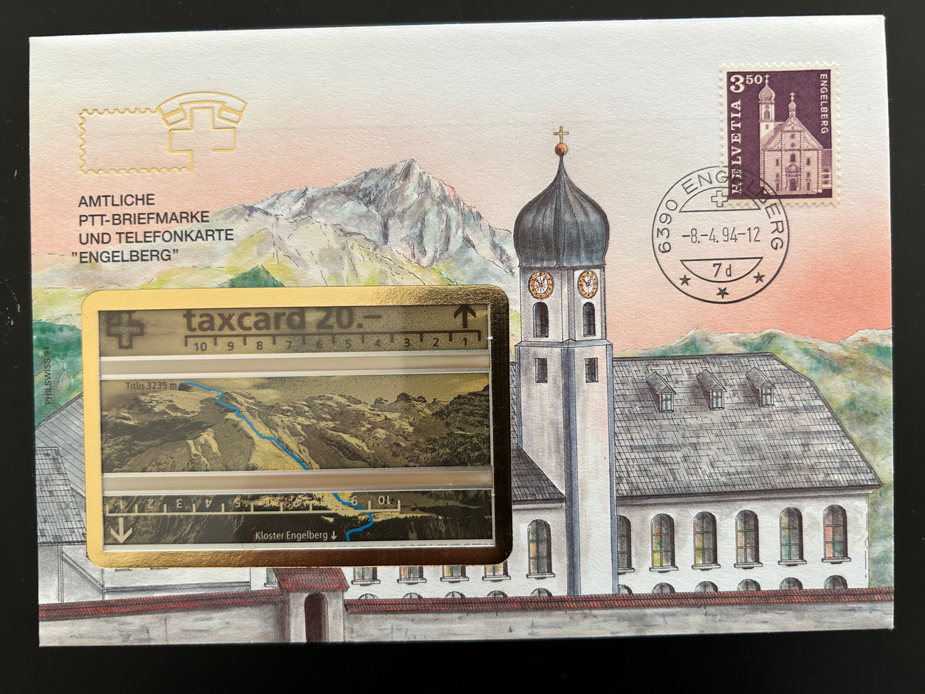 Taxcard Engelberg RhätischeBahn  Schweiz Taxkarte Briefmarke