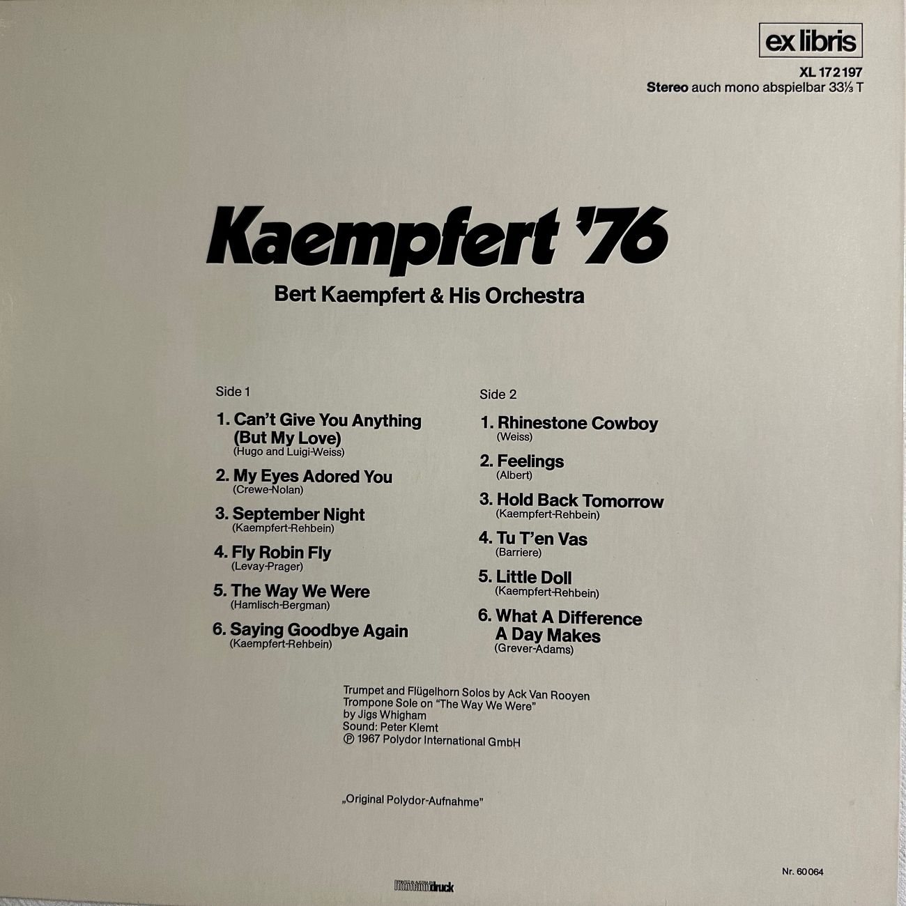 BERT KAEMPFERT - KAEMPFERT  76 1976 Jazz  