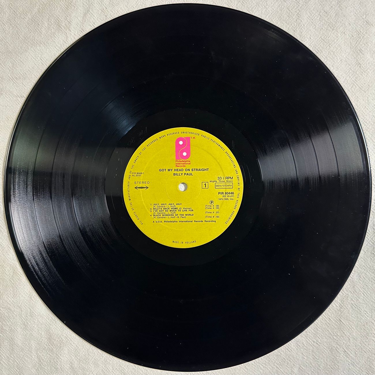 BILLY PAUL - GOT MY HEAD ON STRAIGHT 1975 Soul