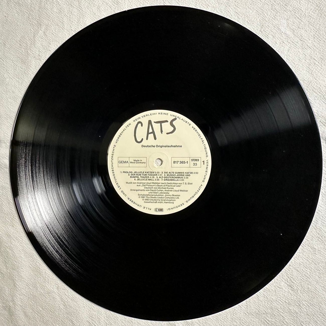CATS Deutsche Originalaufnahme Soundtrack