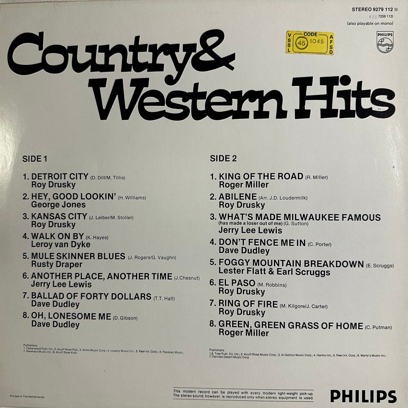COUNTRY AND WESTERN HITS Country