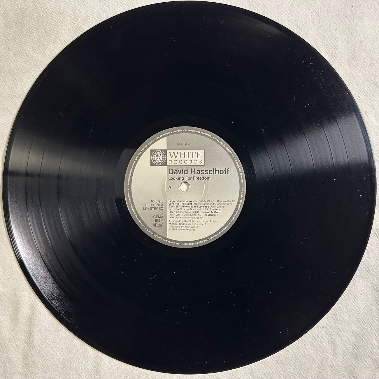 DAVID HASSELHOFF - LOOKING FOR FREEDOM 1989 Pop Rock  