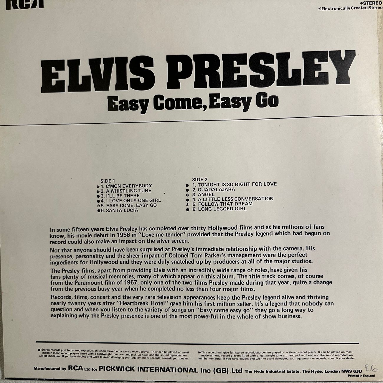 ELVIS - EASY COME EASY GO 1967 Rock and Roll