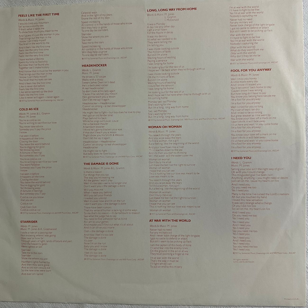 Foreigner 10 Tracks Hard Rock