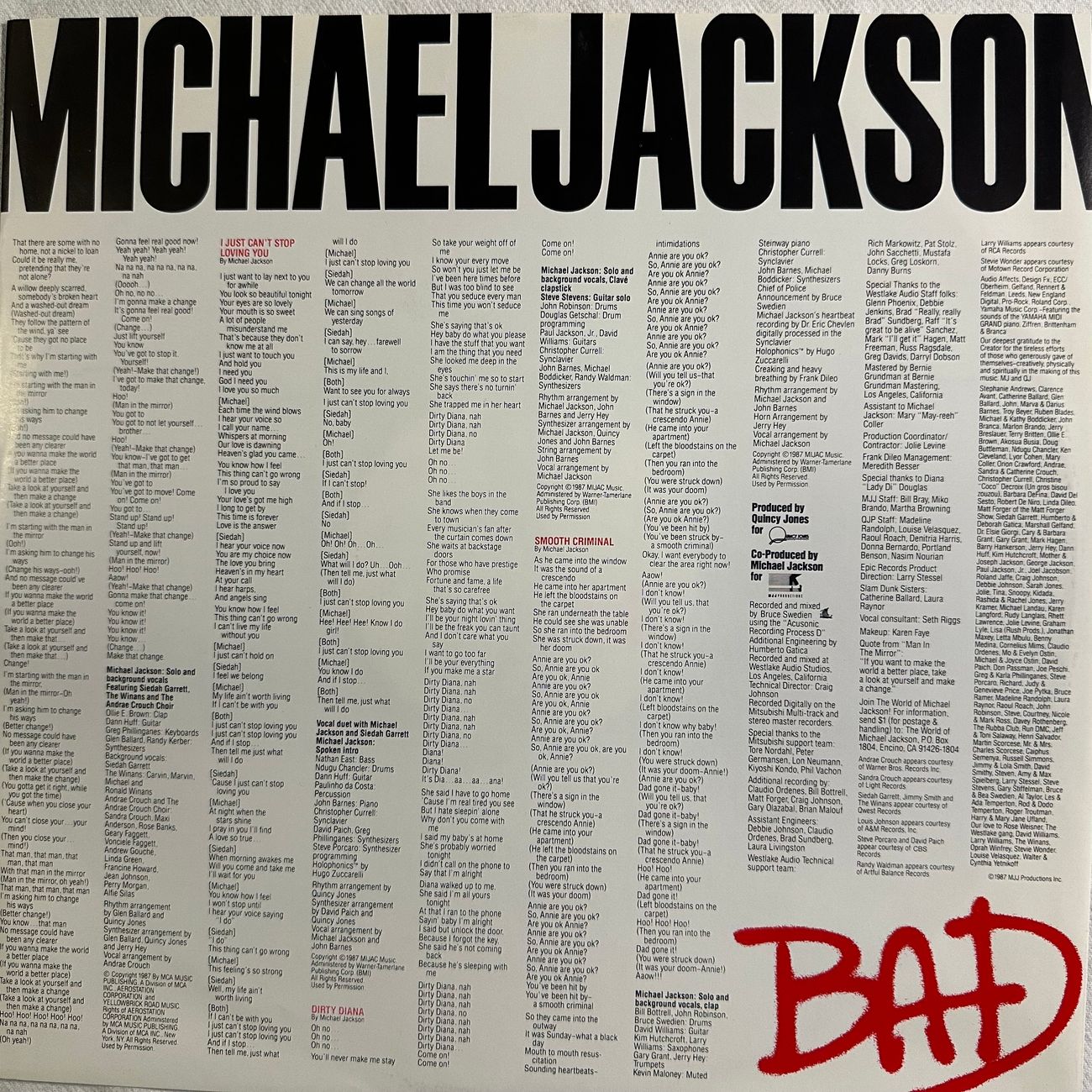 MICHAEL JACKSON - BAD 1987 Pop