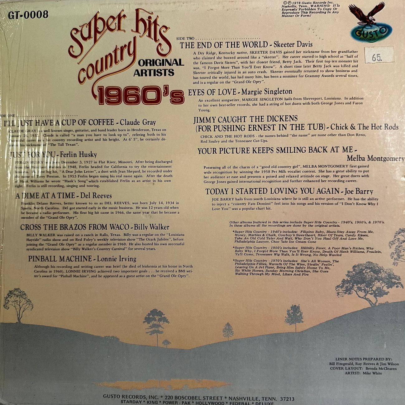 SUPER HITS COUNTRY 1960 S - ORIGINAL ARTISTS  Country  