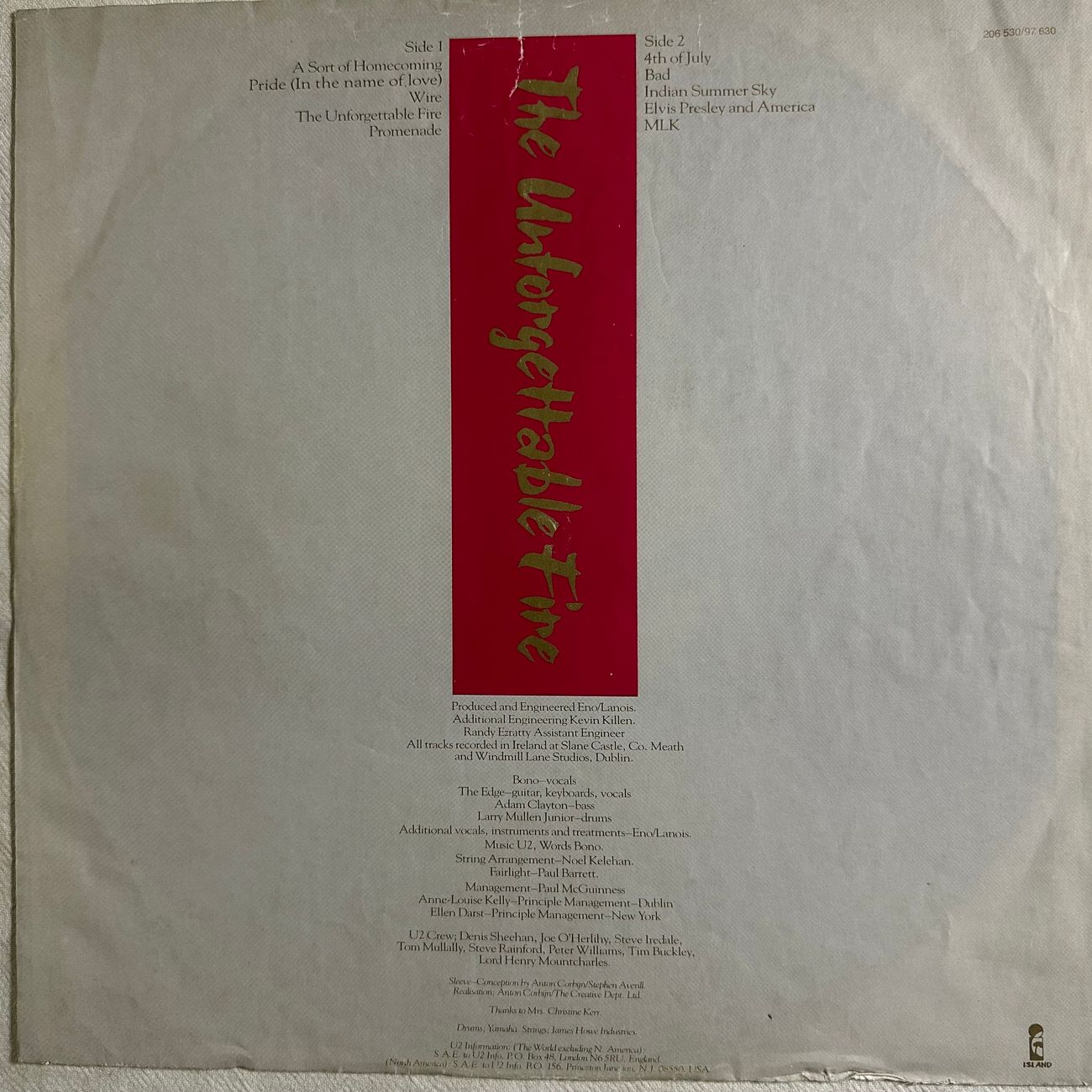 U2 - THE UNFORGETTABLE FIRE 1984 Pop Rock